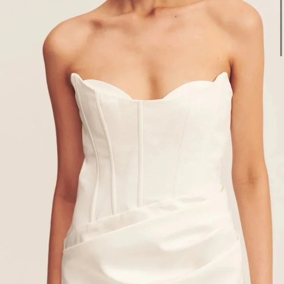 knee length dresses for ladies Oakley Strapless Draped Mini Dress | Ivory | Dresses main image 1